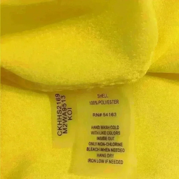 Calvin Klein Bright Yellow Adj LS Button Up Tab Shoulder Hem Top Woman Small - Picture 10 of 10